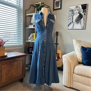 Vintage 90’s Paris Blues Denim Maxi Dress